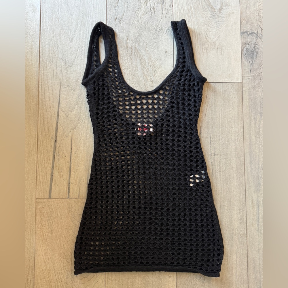 SOLID & STRIPED Black Crochet Dress